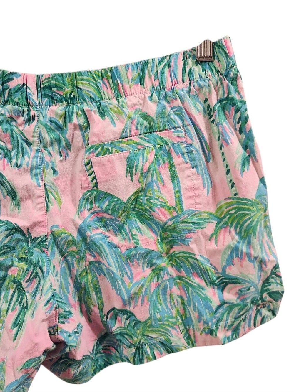 Lilly Pulitzer Palm Tree Print Shorts Medium Pink Green Tropical Resort Preppy - Picture 3 of 5